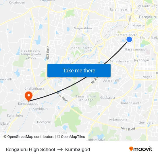 Bengaluru High School to Kumbalgod map