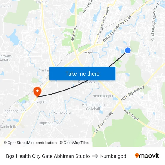Bgs Health City Gate Abhiman Studio to Kumbalgod map