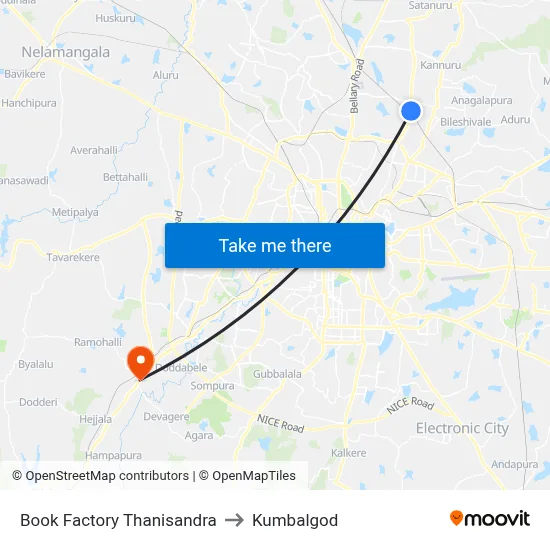 Book Factory Thanisandra to Kumbalgod map