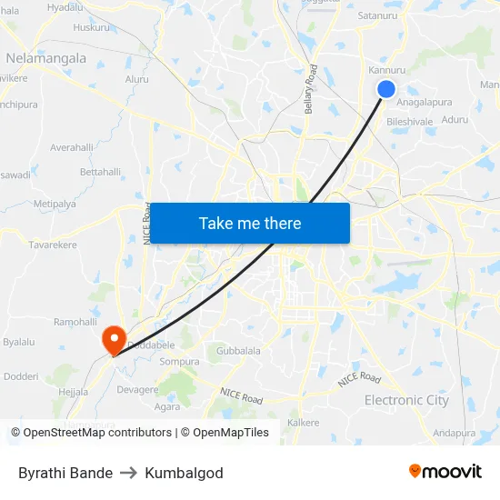 Byrathi Bande to Kumbalgod map