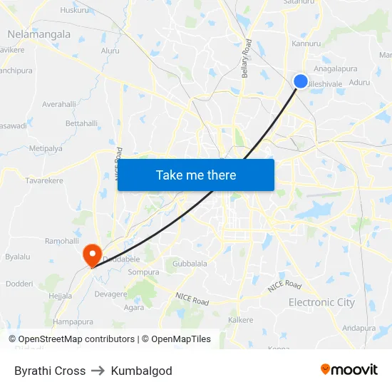 Byrathi Cross to Kumbalgod map