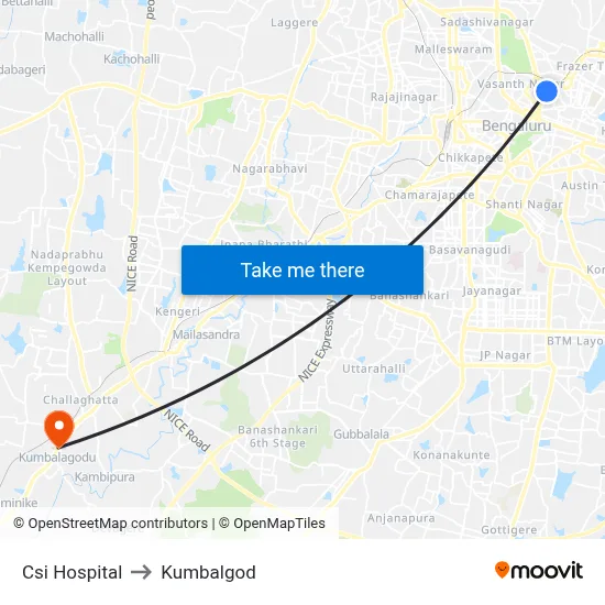Csi Hospital to Kumbalgod map