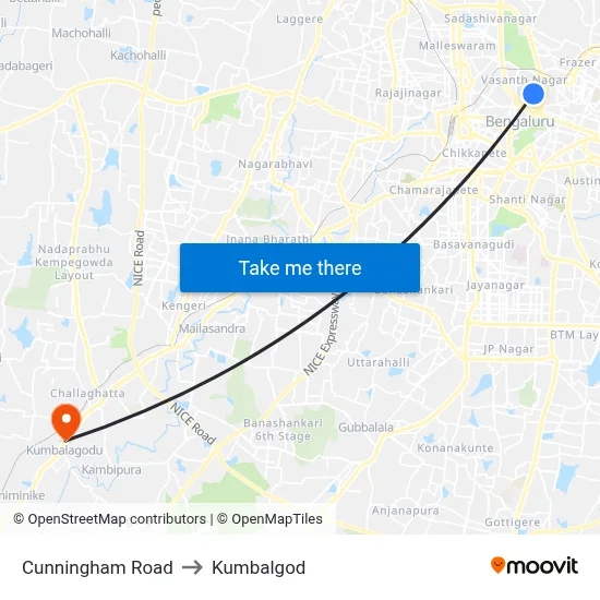 Cunningham Road to Kumbalgod map