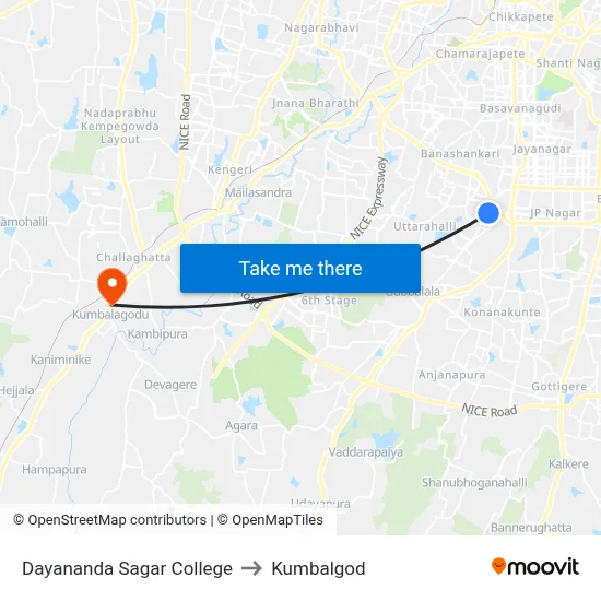 Dayananda Sagar College to Kumbalgod map