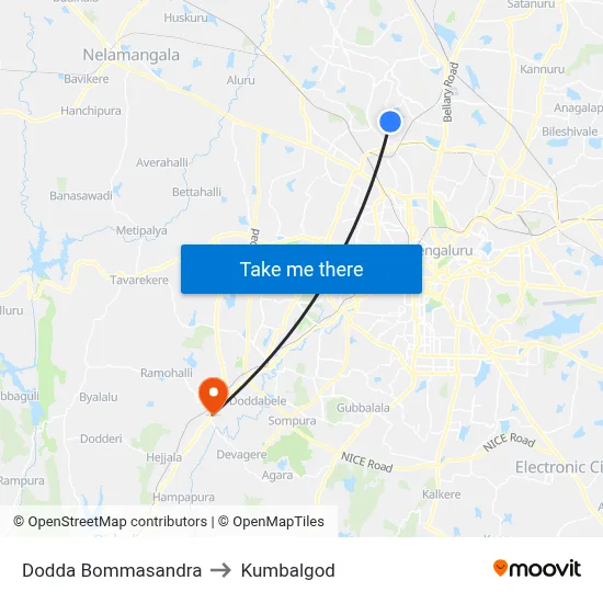 Dodda Bommasandra to Kumbalgod map