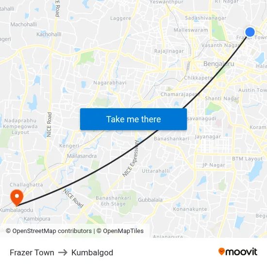 Frazer Town to Kumbalgod map