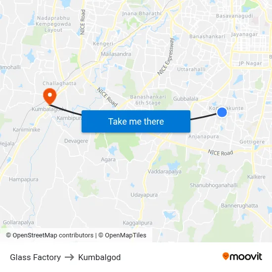 Glass Factory to Kumbalgod map