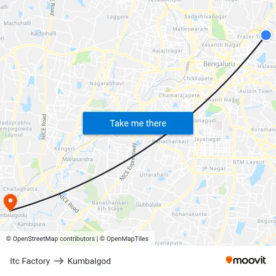 Itc Factory to Kumbalgod map