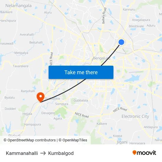 Kammanahalli to Kumbalgod map