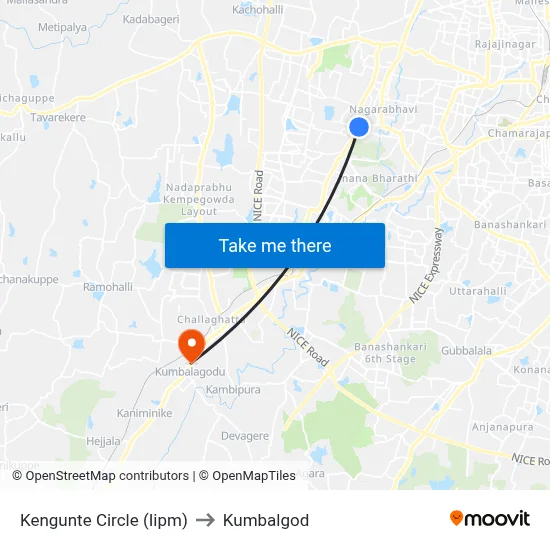 Kengunte Circle (Iipm) to Kumbalgod map