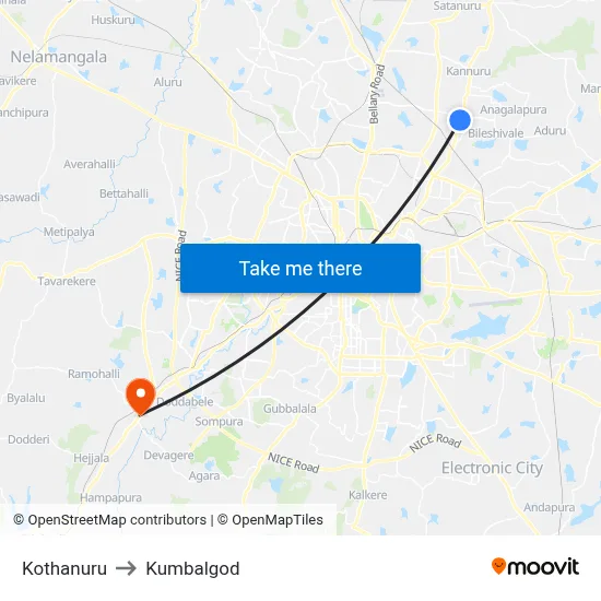 Kothanuru to Kumbalgod map