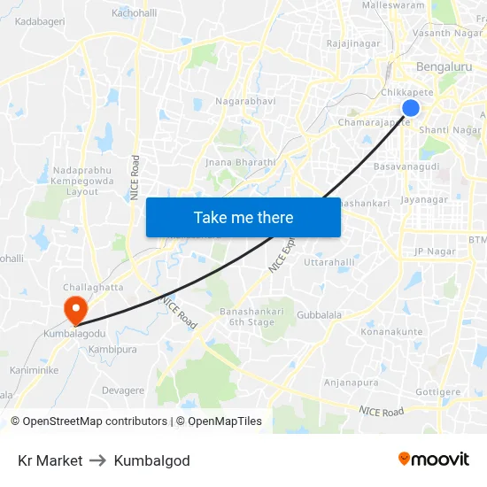 Kr Market to Kumbalgod map