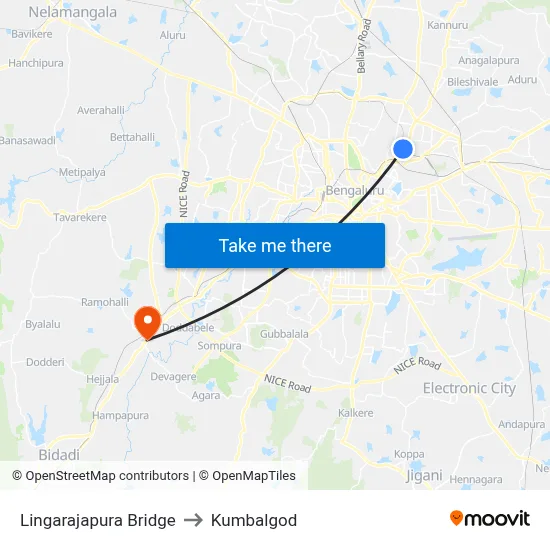 Lingarajapura Bridge to Kumbalgod map