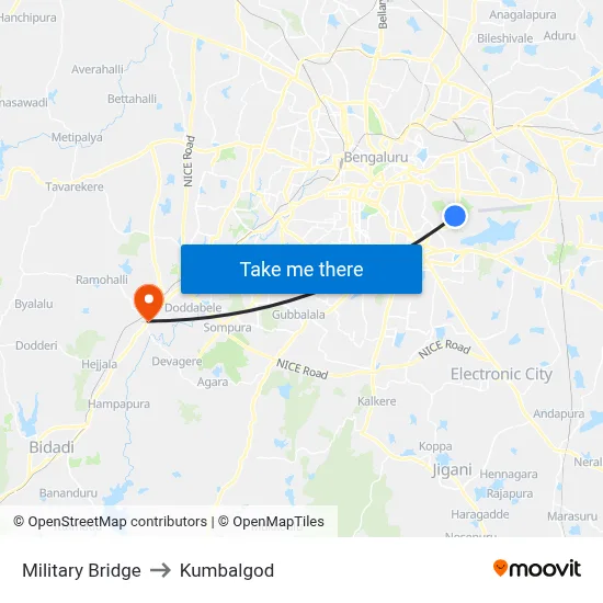 Military Bridge to Kumbalgod map