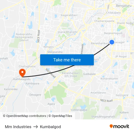 Mm Industries to Kumbalgod map