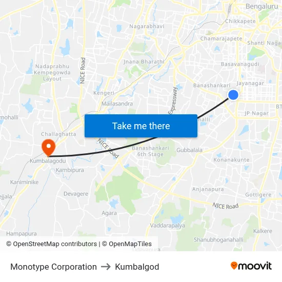 Monotype Corporation to Kumbalgod map