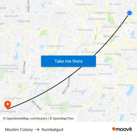 Muslim Colony to Kumbalgod map