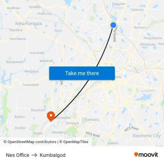 Nes Office to Kumbalgod map