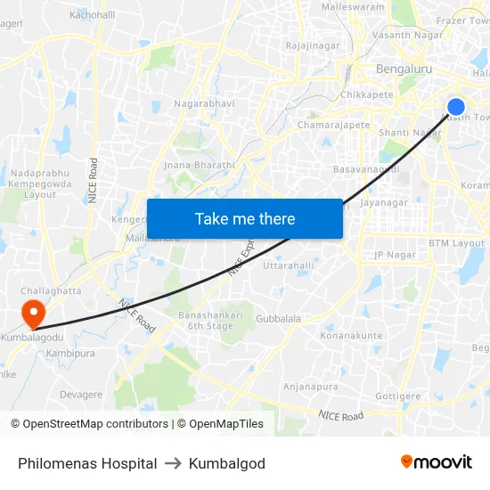 Philomenas Hospital to Kumbalgod map