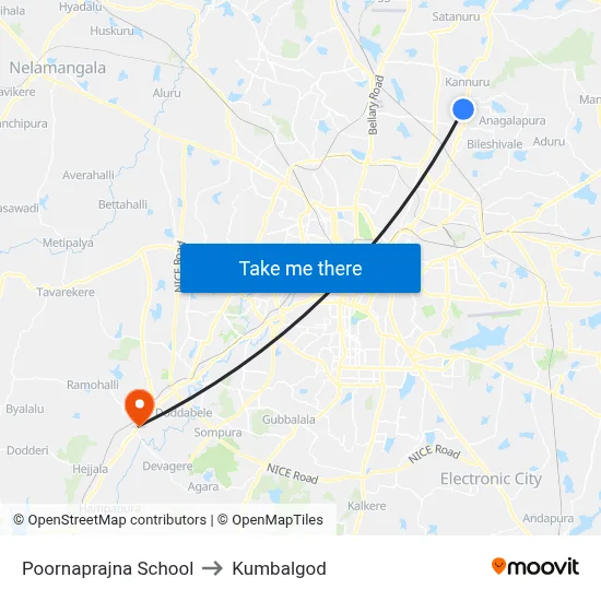 Poornaprajna School to Kumbalgod map