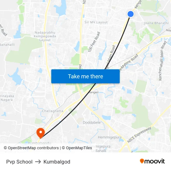 Pvp School to Kumbalgod map
