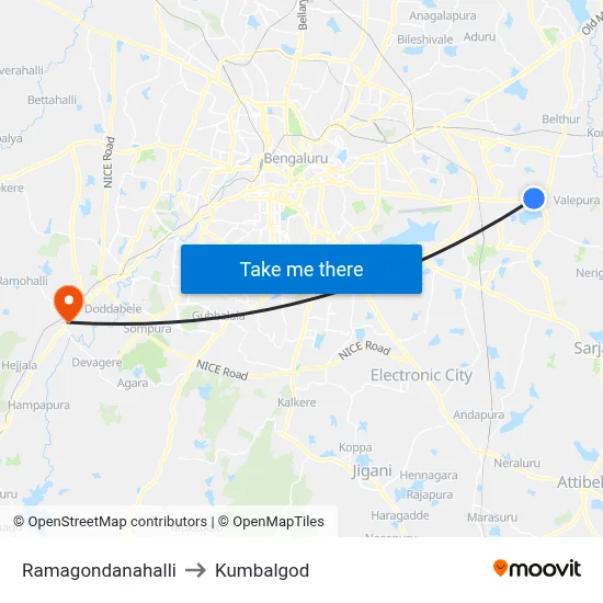 Ramagondanahalli to Kumbalgod map