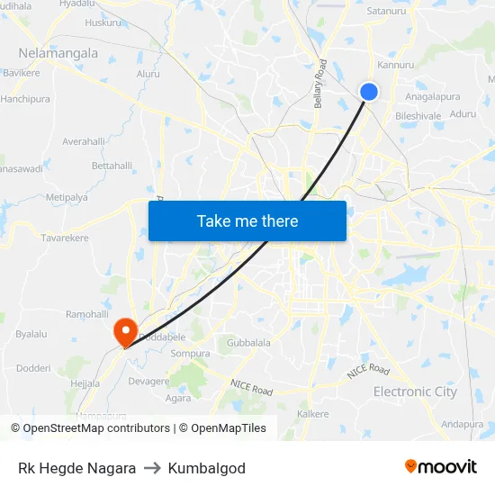 Rk Hegde Nagara to Kumbalgod map