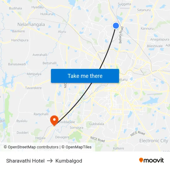 Sharavathi Hotel to Kumbalgod map