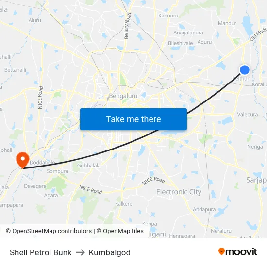 Shell Petrol Bunk to Kumbalgod map