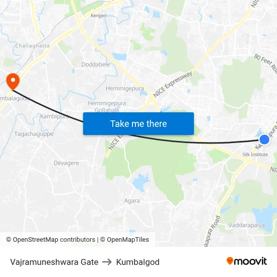 Vajramuneshwara Gate to Kumbalgod map