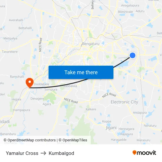 Yamalur Cross to Kumbalgod map