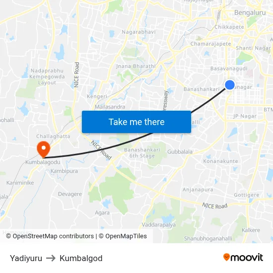 Yadiyuru to Kumbalgod map