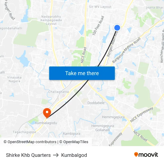 Shirke Khb Quarters to Kumbalgod map