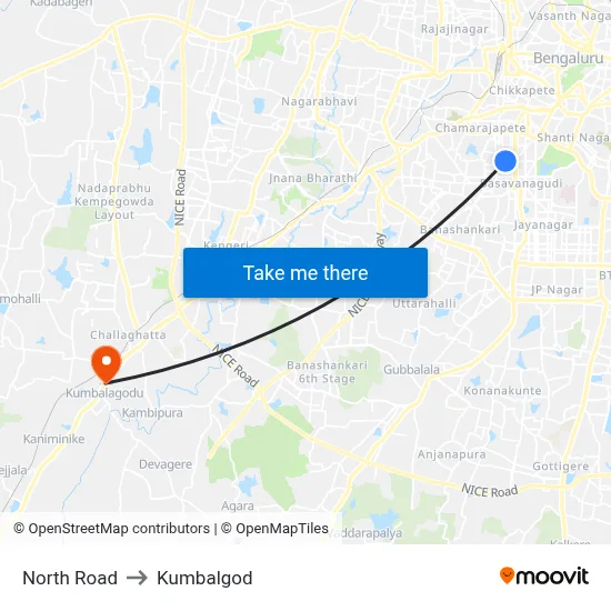 North Road to Kumbalgod map