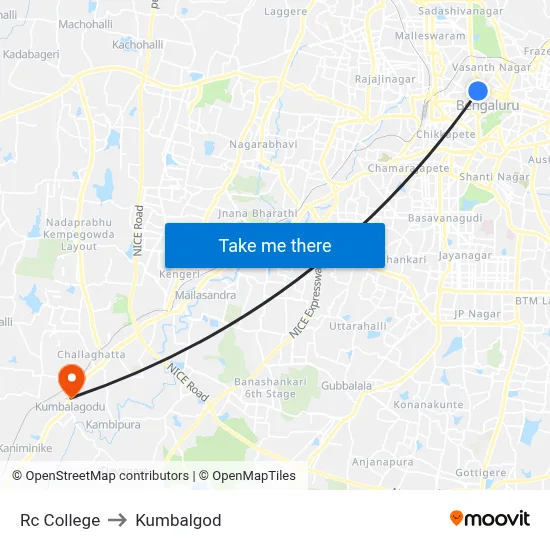 Rc College to Kumbalgod map