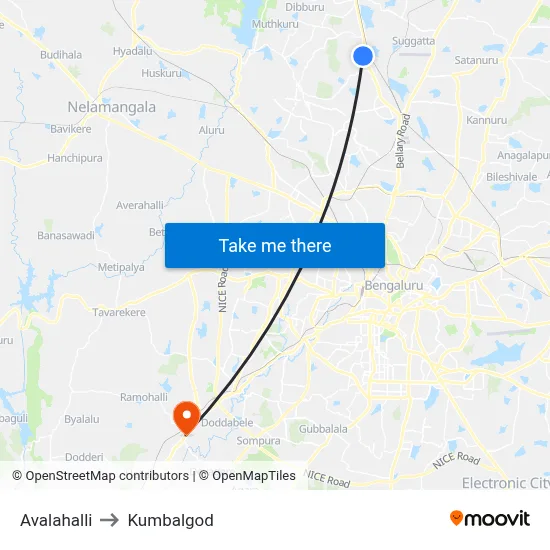 Avalahalli to Kumbalgod map