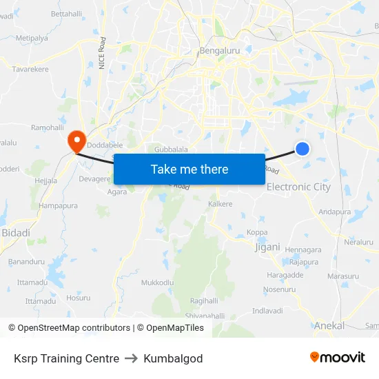 Ksrp Training Centre to Kumbalgod map