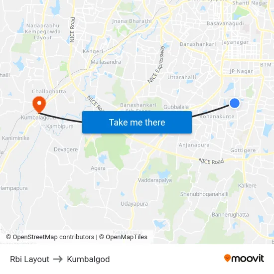 Rbi Layout to Kumbalgod map