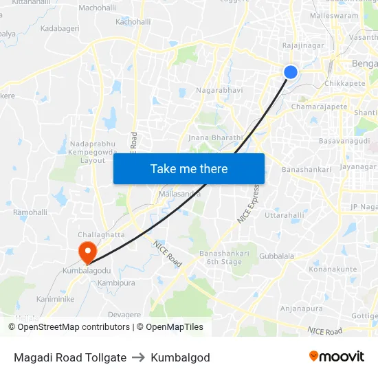 Magadi Road Tollgate to Kumbalgod map