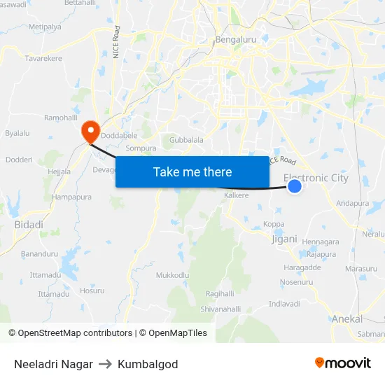 Neeladri Nagar to Kumbalgod map