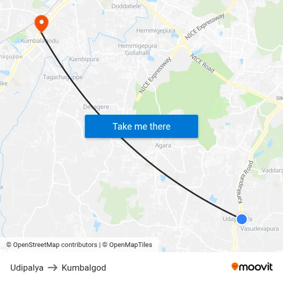 Udipalya to Kumbalgod map
