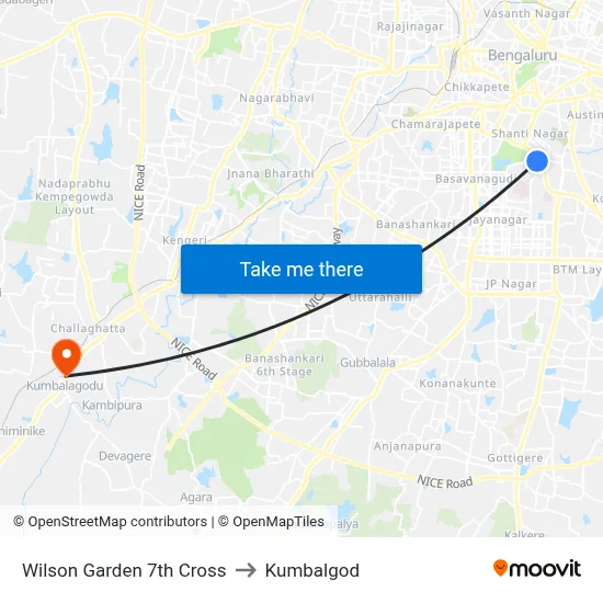 Wilson Garden 7th Cross to Kumbalgod map