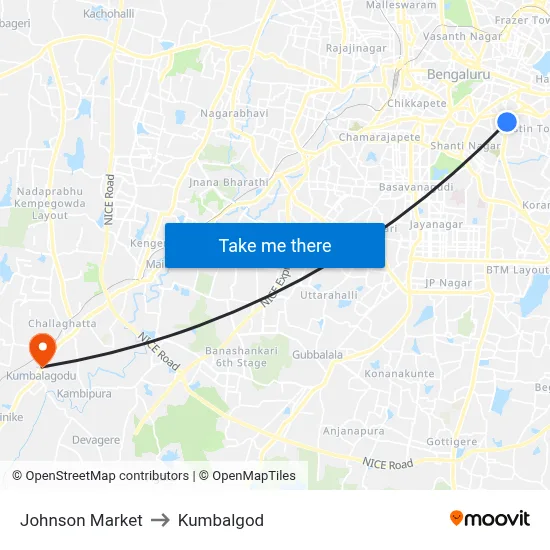 Johnson Market to Kumbalgod map