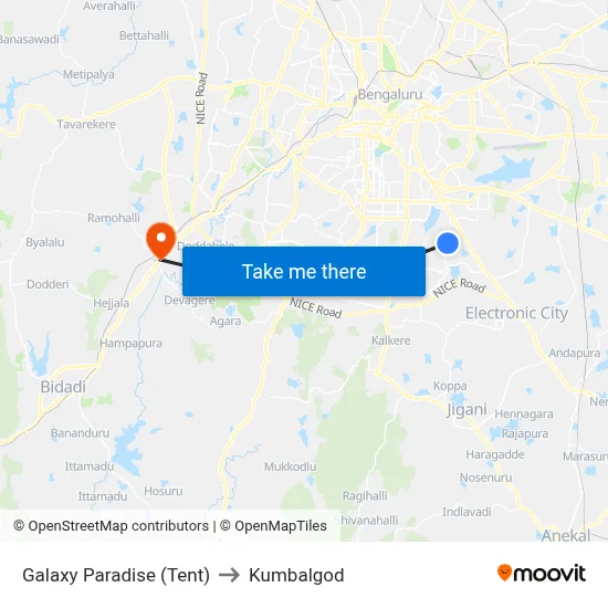 Galaxy Paradise (Tent) to Kumbalgod map