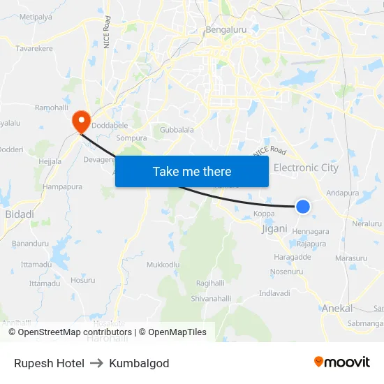Rupesh Hotel to Kumbalgod map