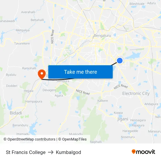 St Francis College to Kumbalgod map