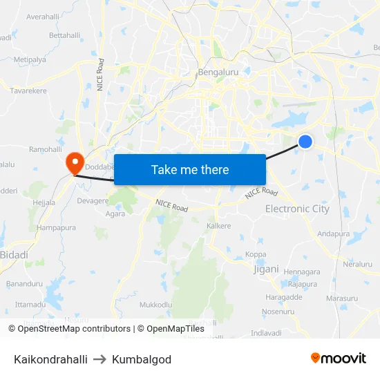 Kaikondrahalli to Kumbalgod map