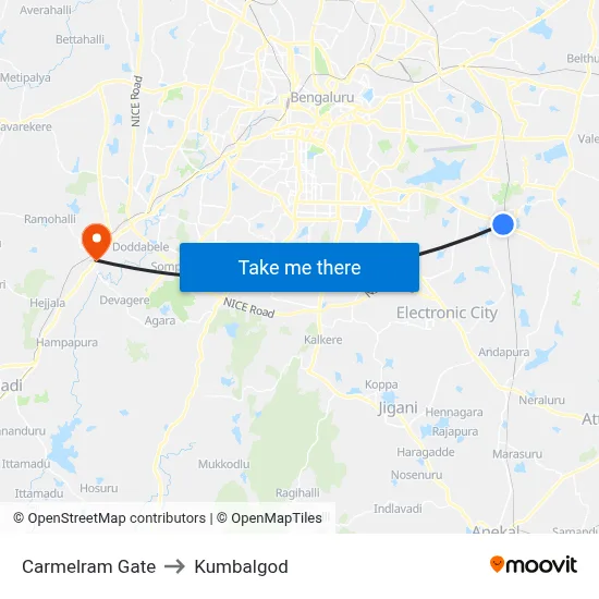 Carmelram Gate to Kumbalgod map