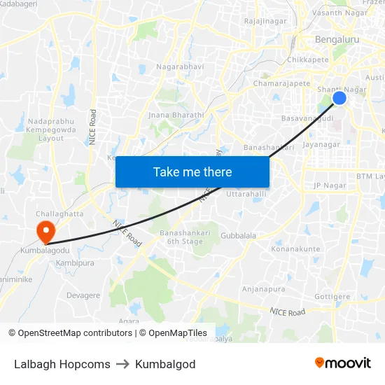 Lalbagh Hopcoms to Kumbalgod map