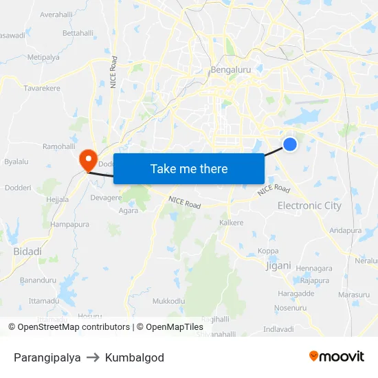 Parangipalya to Kumbalgod map